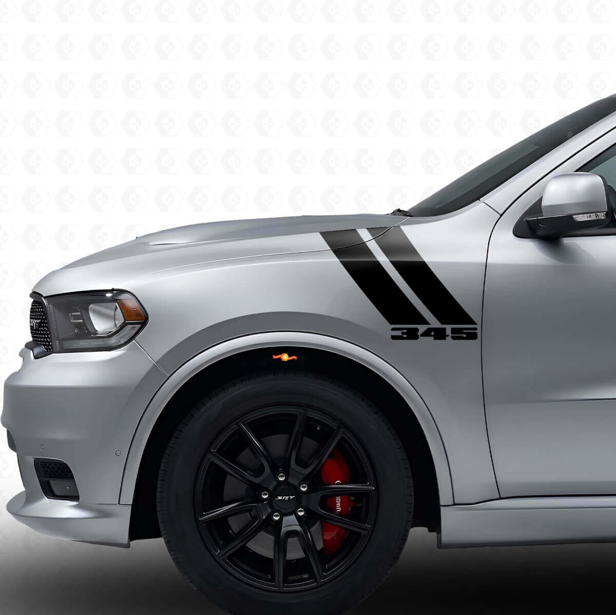 345 Dubbele Strepen Voorvelg Vinyl Decal Kit voor Dodge Durango 2011+