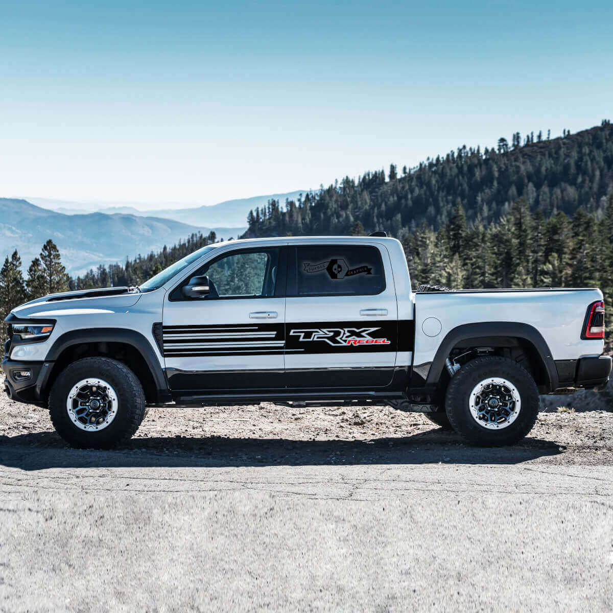 TRX Rebel Deurzijstrepen Vinyl Decal Kit voor Dodge Ram Rebel 2021+