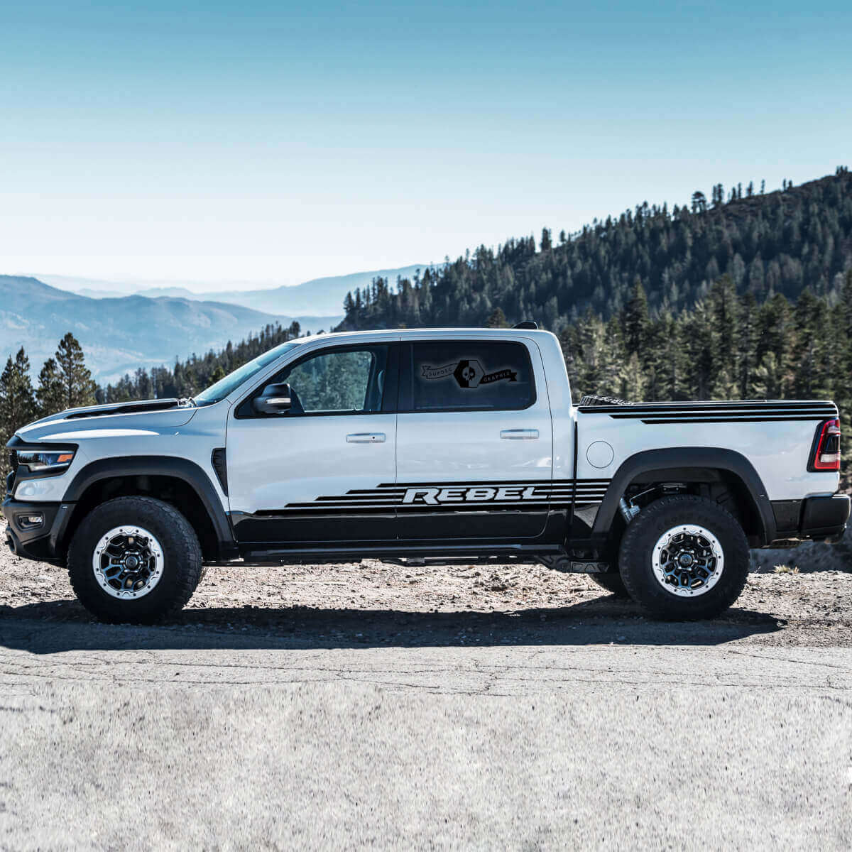 Rebel TRX Stijl Zijstrepen Vinyl Decal Kit voor Dodge Ram Rebel TRX 2021+