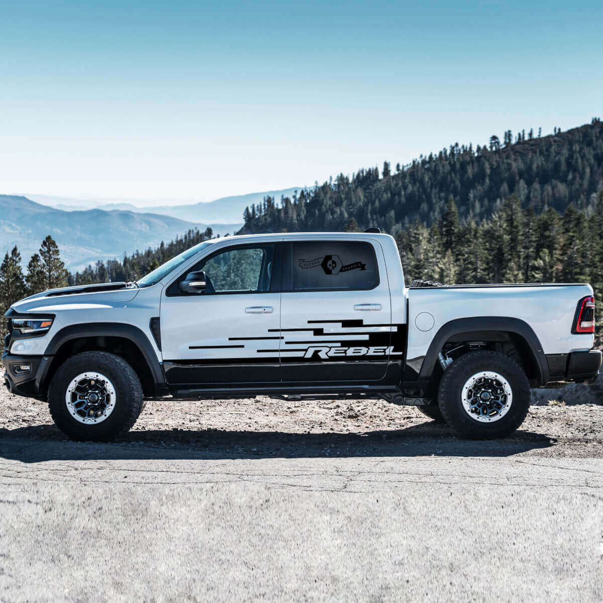 Ladder stijl zijstrepen vinyl decal kit voor Dodge Ram Rebel TRX 2021+