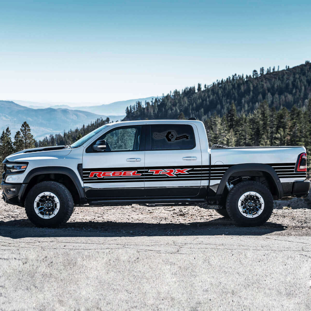 Rebel TRX zijstrepen vinylstickerset voor Dodge Ram Rebel TRX 2021+