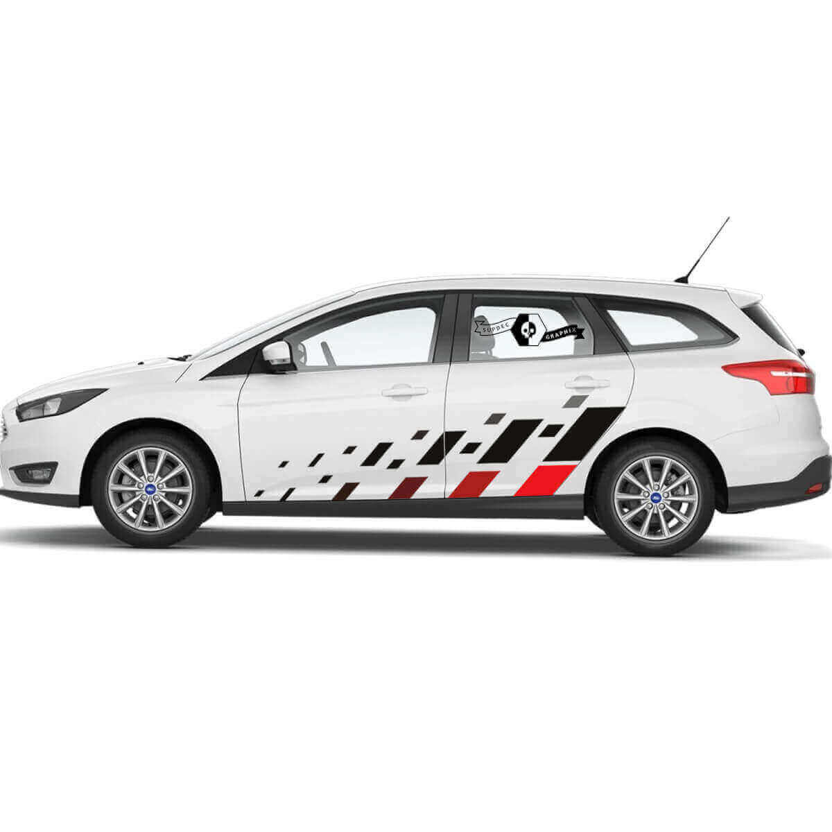 Checkered Style Deurstrepen Vinyl Decal Kit voor Musclecar Focus