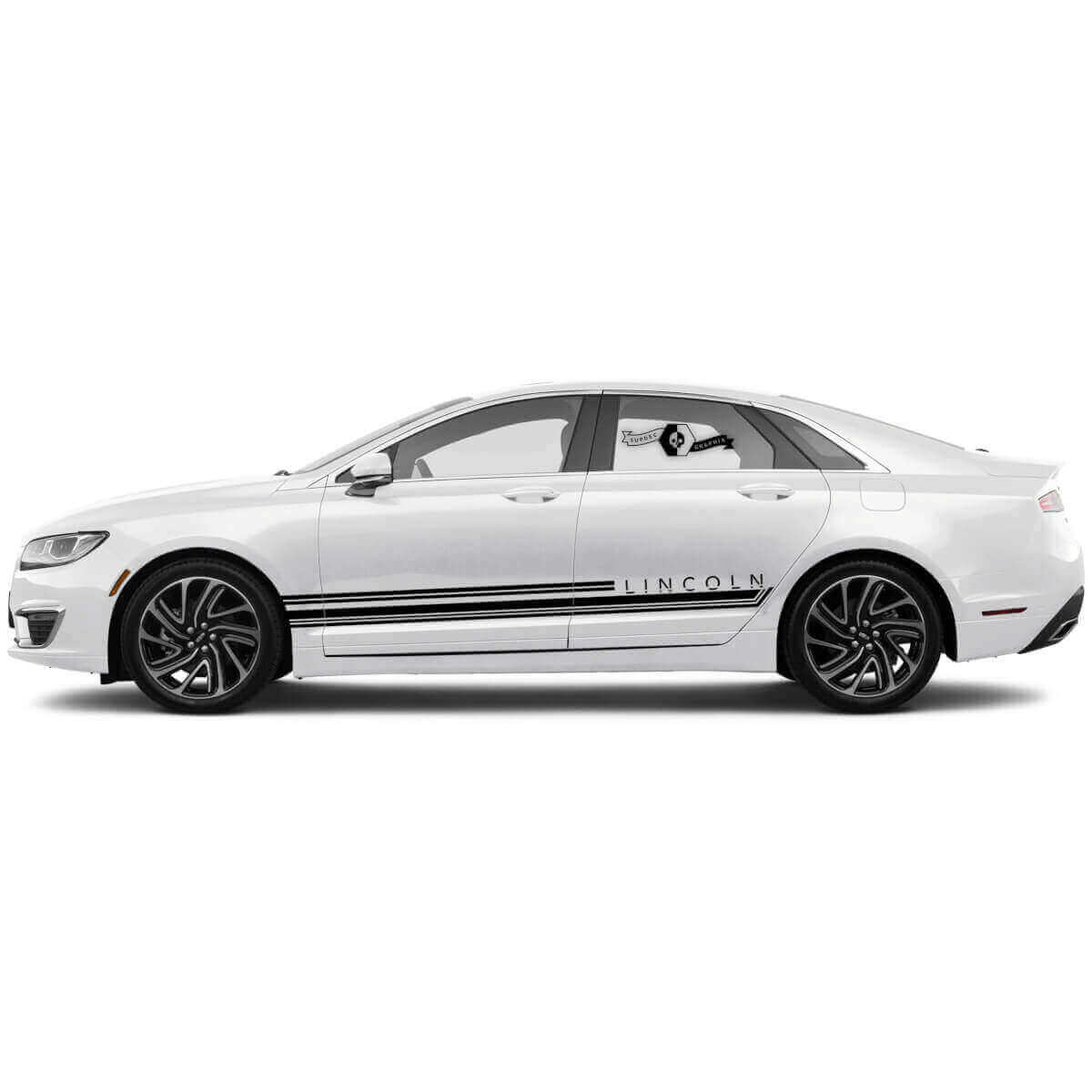 Gedecoreerde zijkantenstrepen vinyl decalset voor Lincoln MKZ