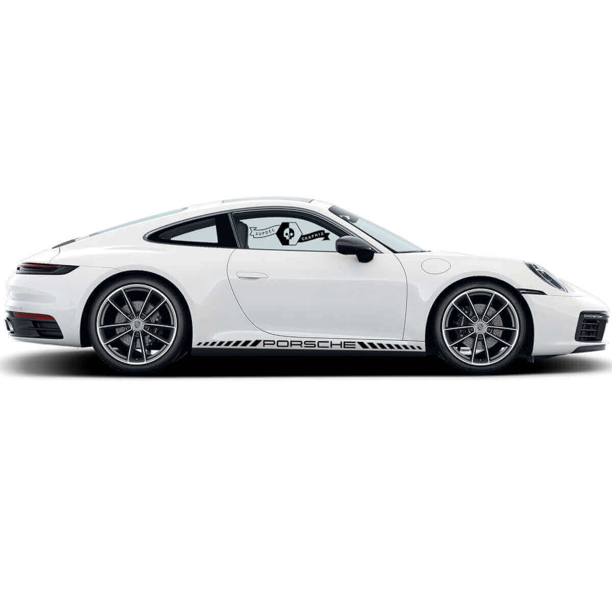 Ruitenpatroon stijl dorpelstrips vinyl decal kit voor Porsche Carrera 911