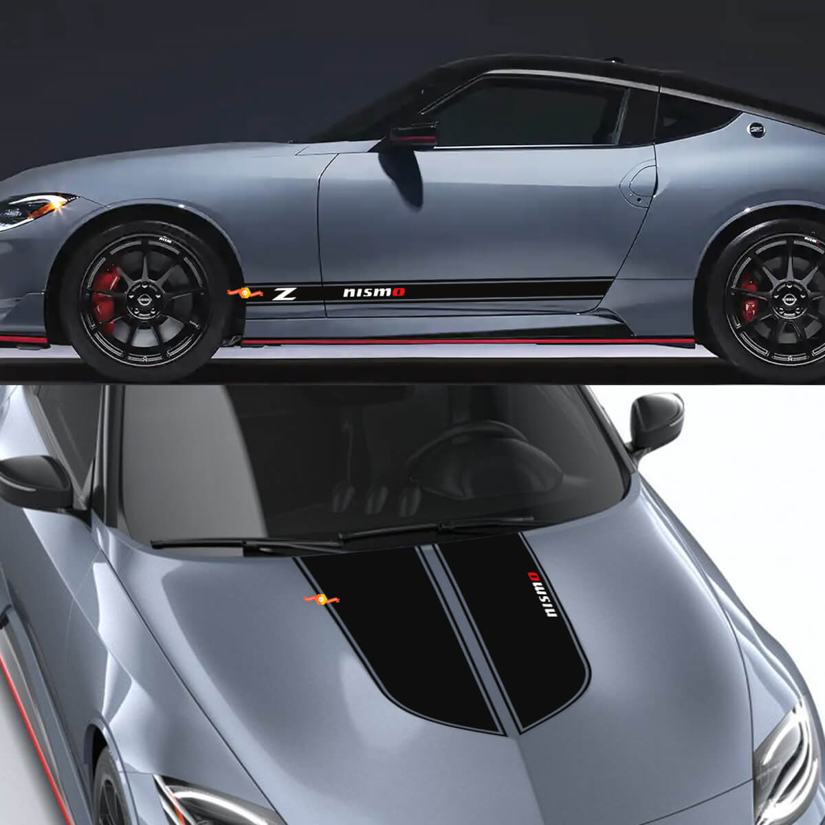 Nismo Outline Motorkap- en Zijstrippen Vinyl Decal Kit voor Nissan Z Nismo 2024