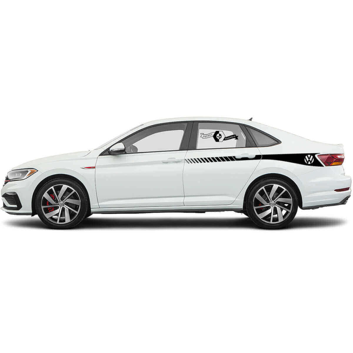 Merknaam Achterzijstrips Vinyl Decal Kit voor Volkswagen Jetta Mk7