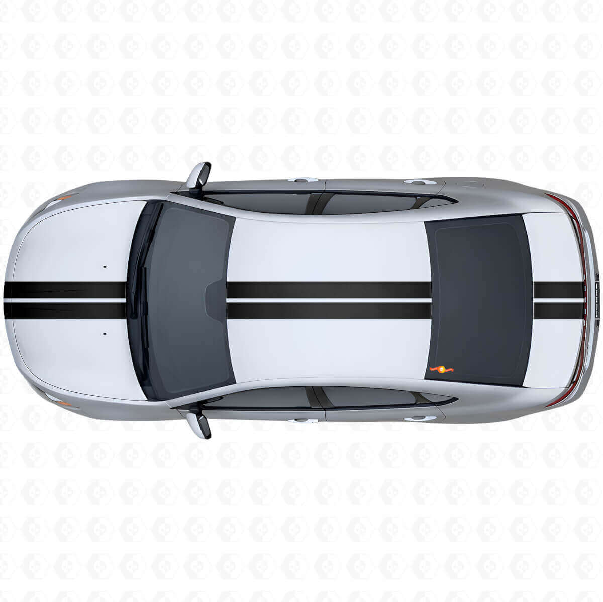 Dubbele Centrale Omtrekstrepen Bovenzijde Vinyl Decal Kit voor Dodge Dart 2013+