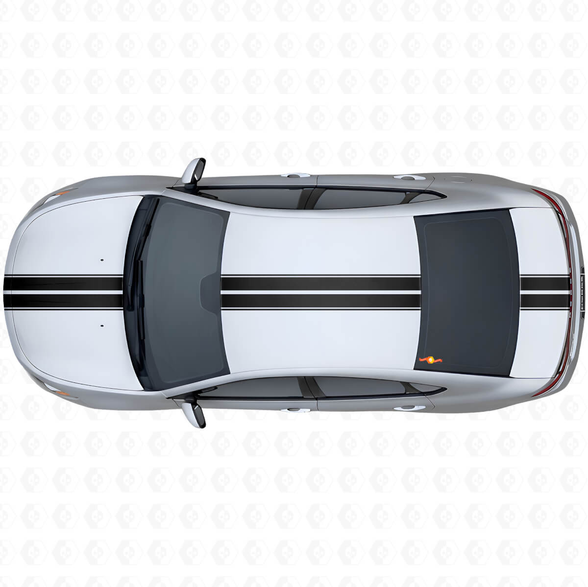 Dubbele Omrande Strepen Bovenkant Vinyl Decal Kit voor Dodge Dart 2013+