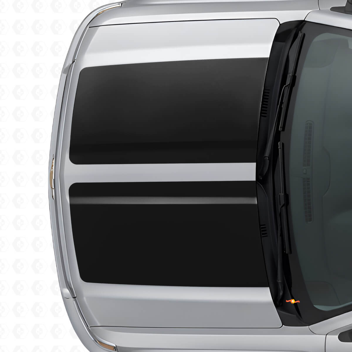 Dubbele brede strepen motorkap- en achterklep vinylstickerset voor Chevrolet Silverado 2014-15