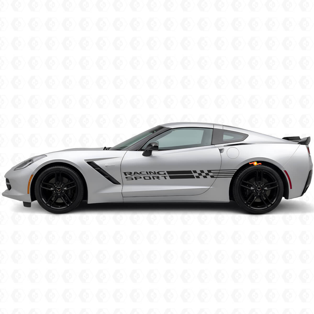 Racing Sport Ruitenvlag Zijkanten Strepen Vinyl Decal Set voor Chevy Corvette