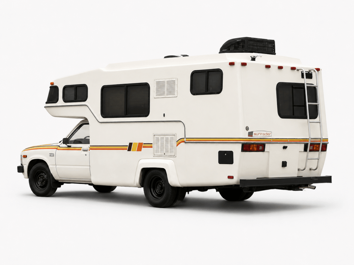 Old school Retro 3-kleuren zijstrepen vinyl decalset voor Toyota Sunrader RV