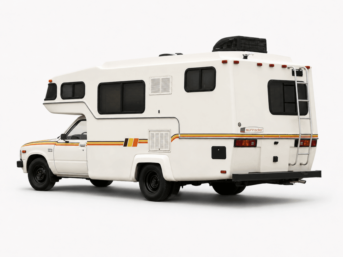 Old school Retro 3-kleuren zijstrepen vinyl decalset voor Toyota Sunrader RV