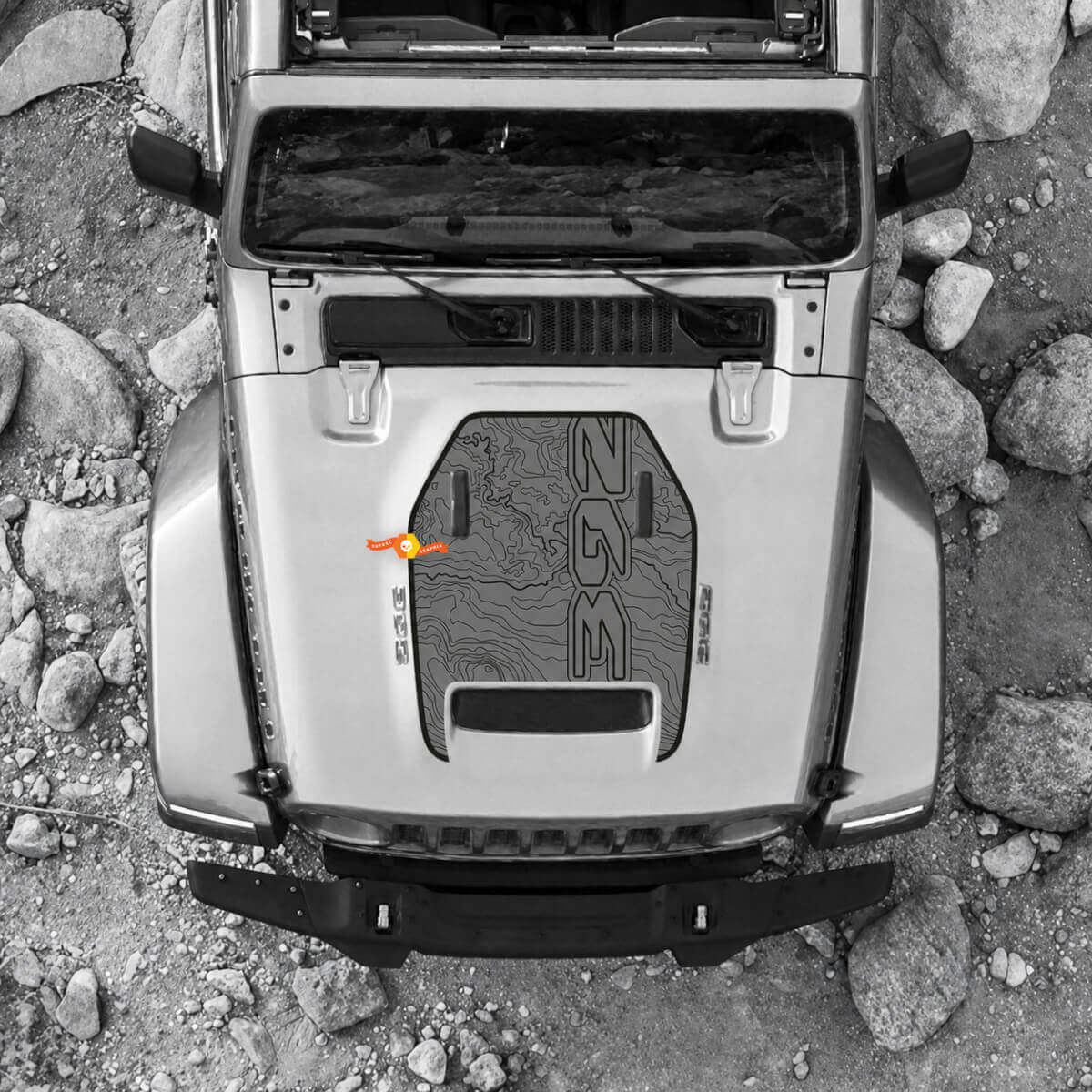 392 Topografische Kaart Motorkapvent Vinyl Decal voor Jeep Wrangler
