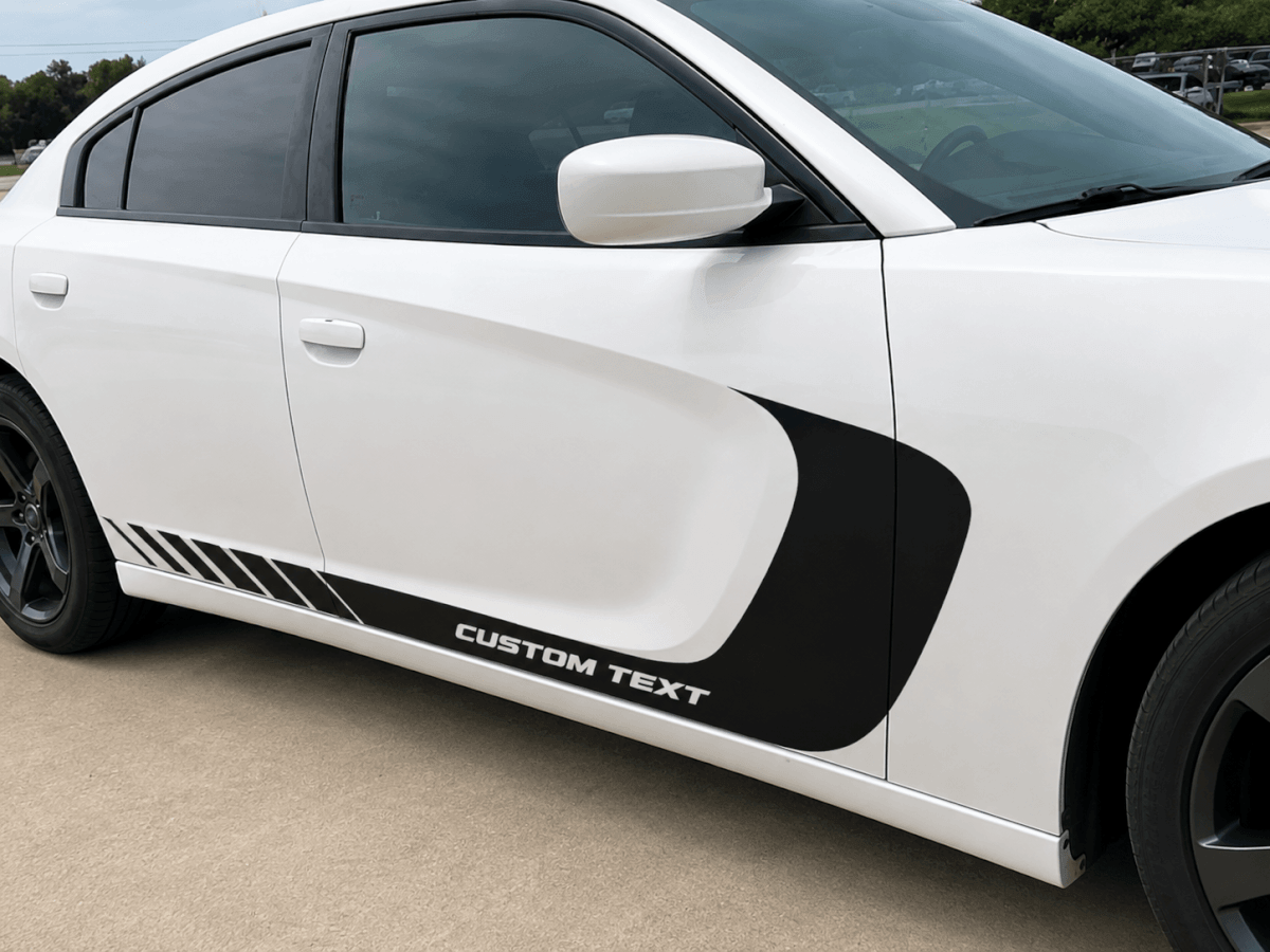 Custom zijstrepen vinyl decal sticker graphics met aangepaste tekst voor 4-deurs sport sedan voor Dodge Charger