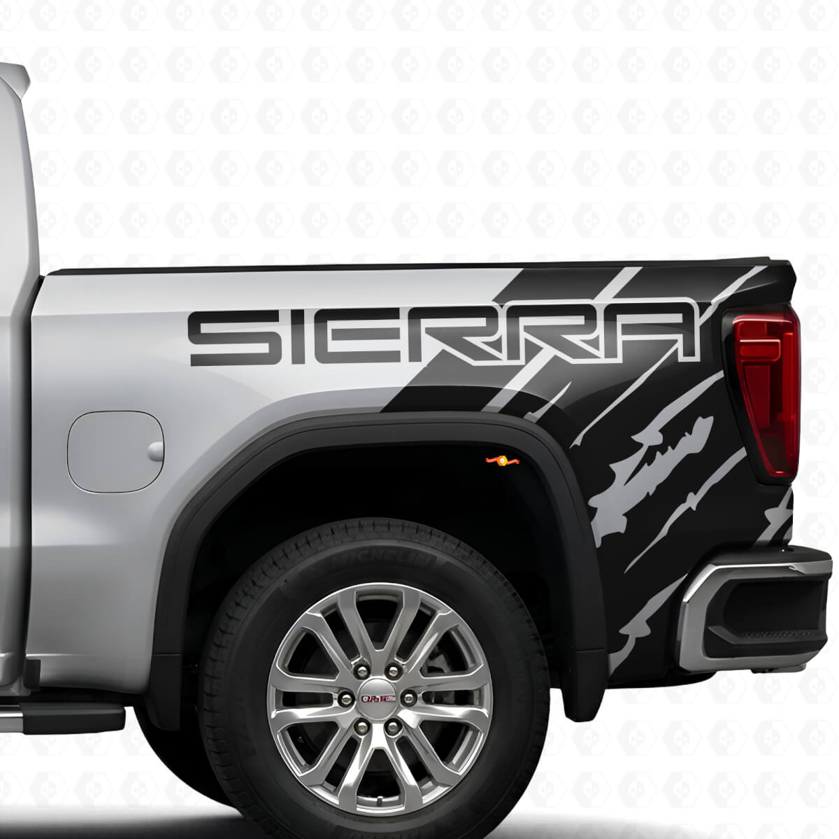 Bedrukt verouderde stijl vinyl stickerkit voor zijbed GMC Sierra 2019