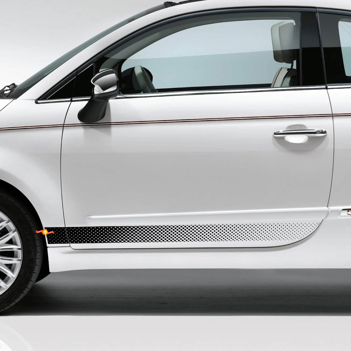 Perforated stijlstrepen zij vinyl decal sticker voor Fiat 500