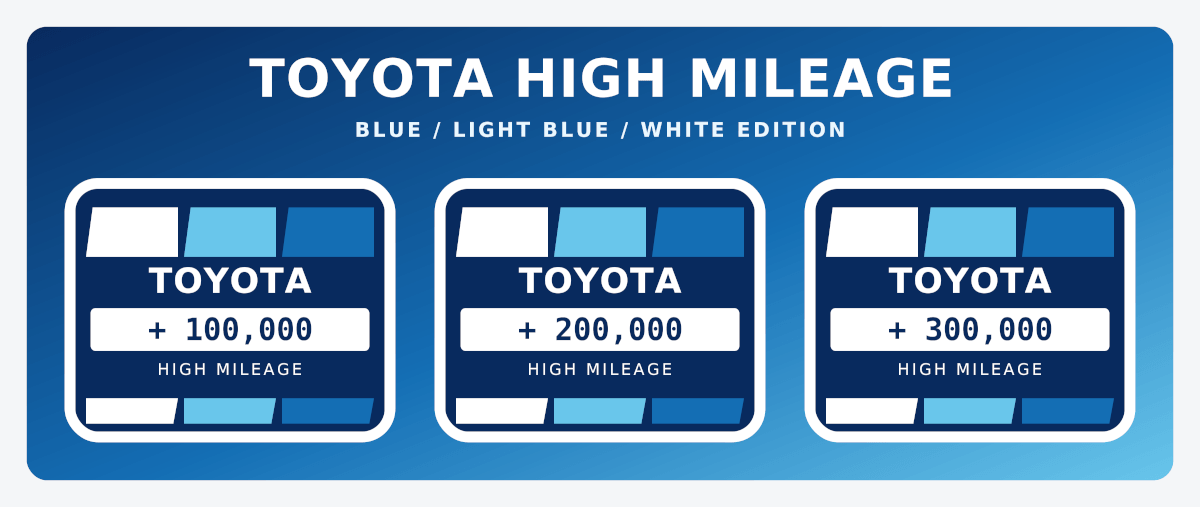 Toyota High Mileage Heritage Blauw Retro Vintage Stickerpakket Decals Graphics