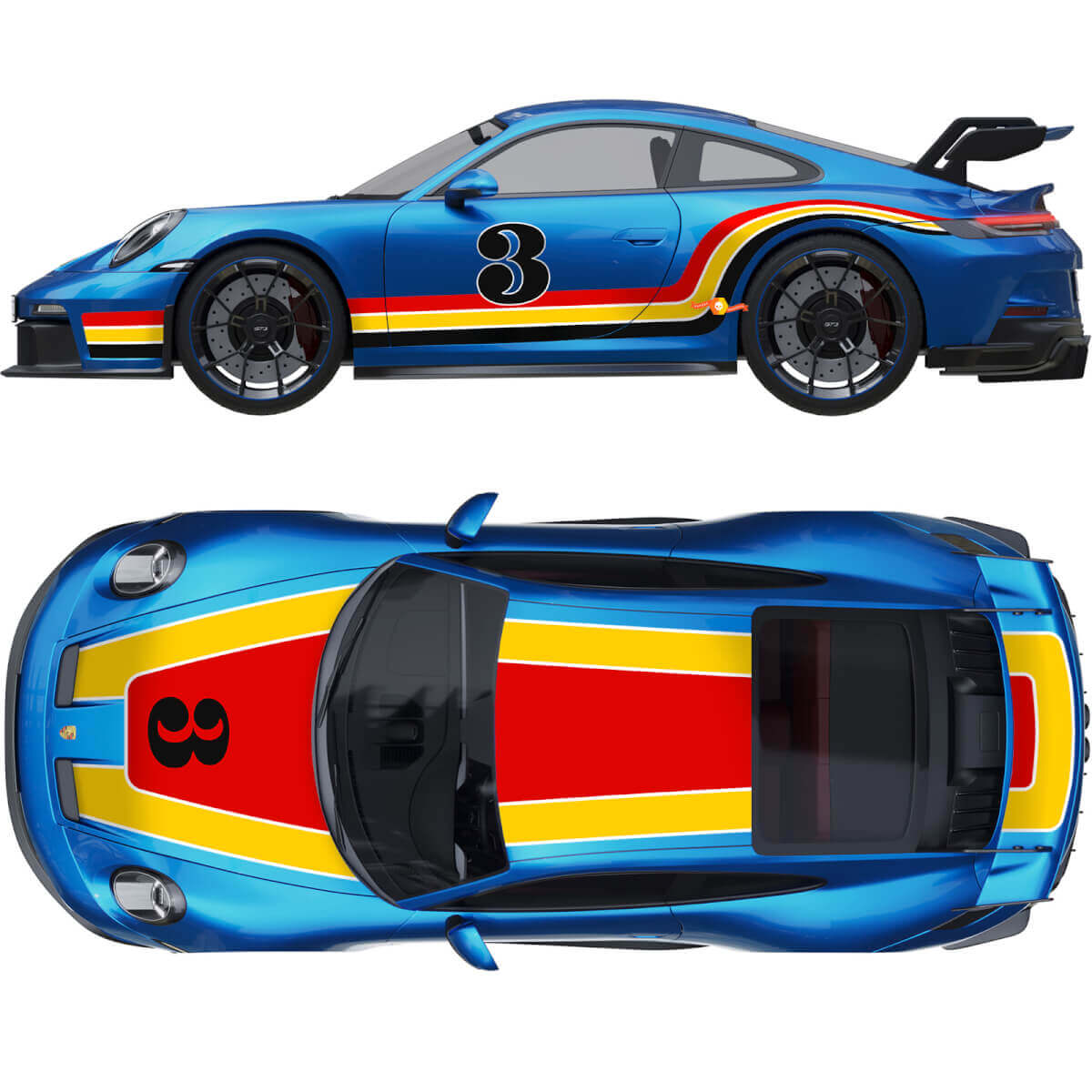 Racing Style Strepen Volledige Set Vinyl Sticker voor Porsche 911 GT3 RS
