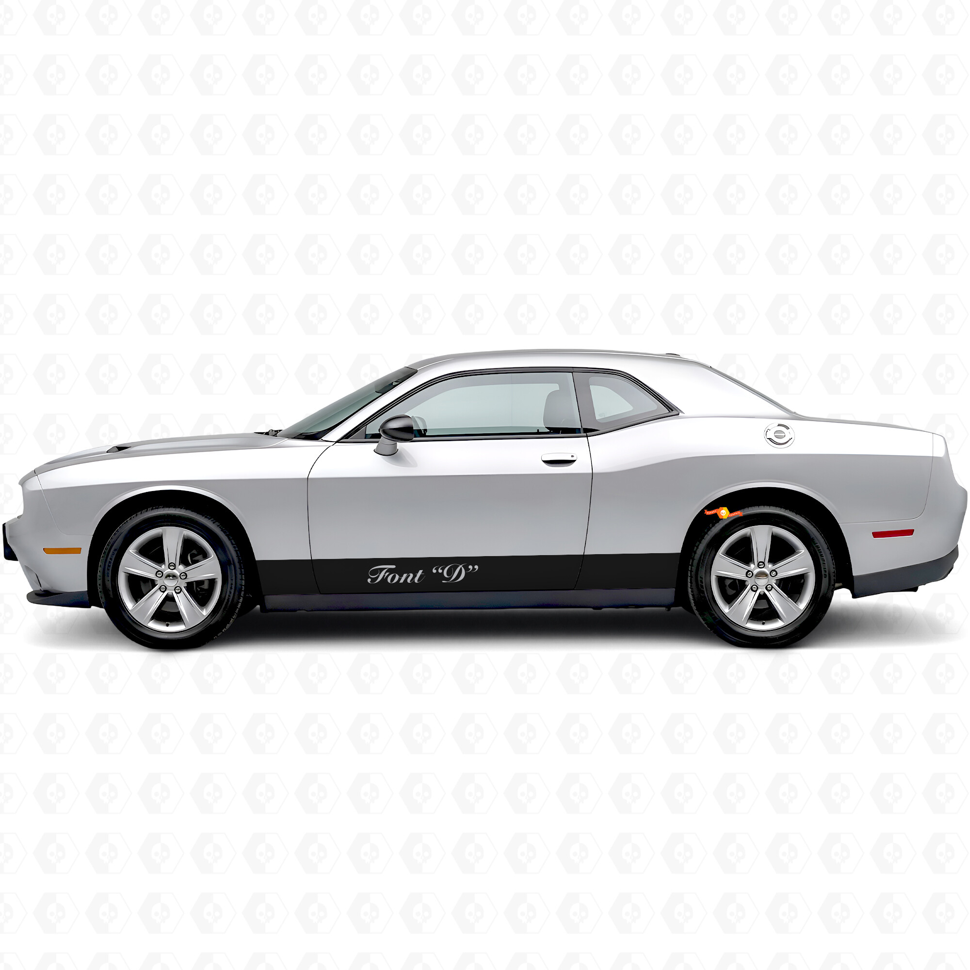 Rechtstreekse Strepen & Aangepaste Tekst Rocker Panel Vinyl Decal Sticker voor Dodge Challenger