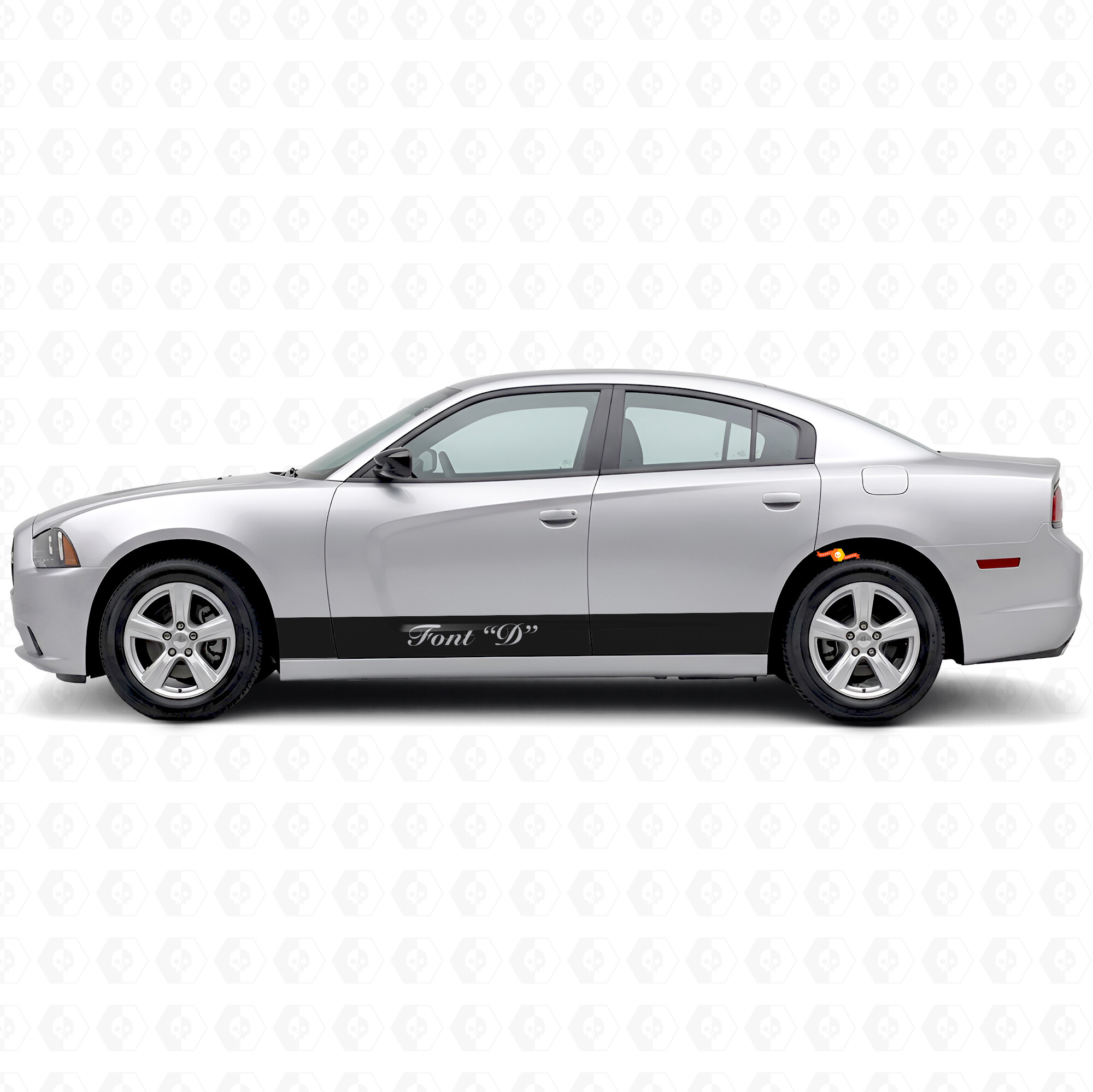 Rechte strepen & aangepaste tekst zijvinylsticker voor Dodge Charger 2011-2014
