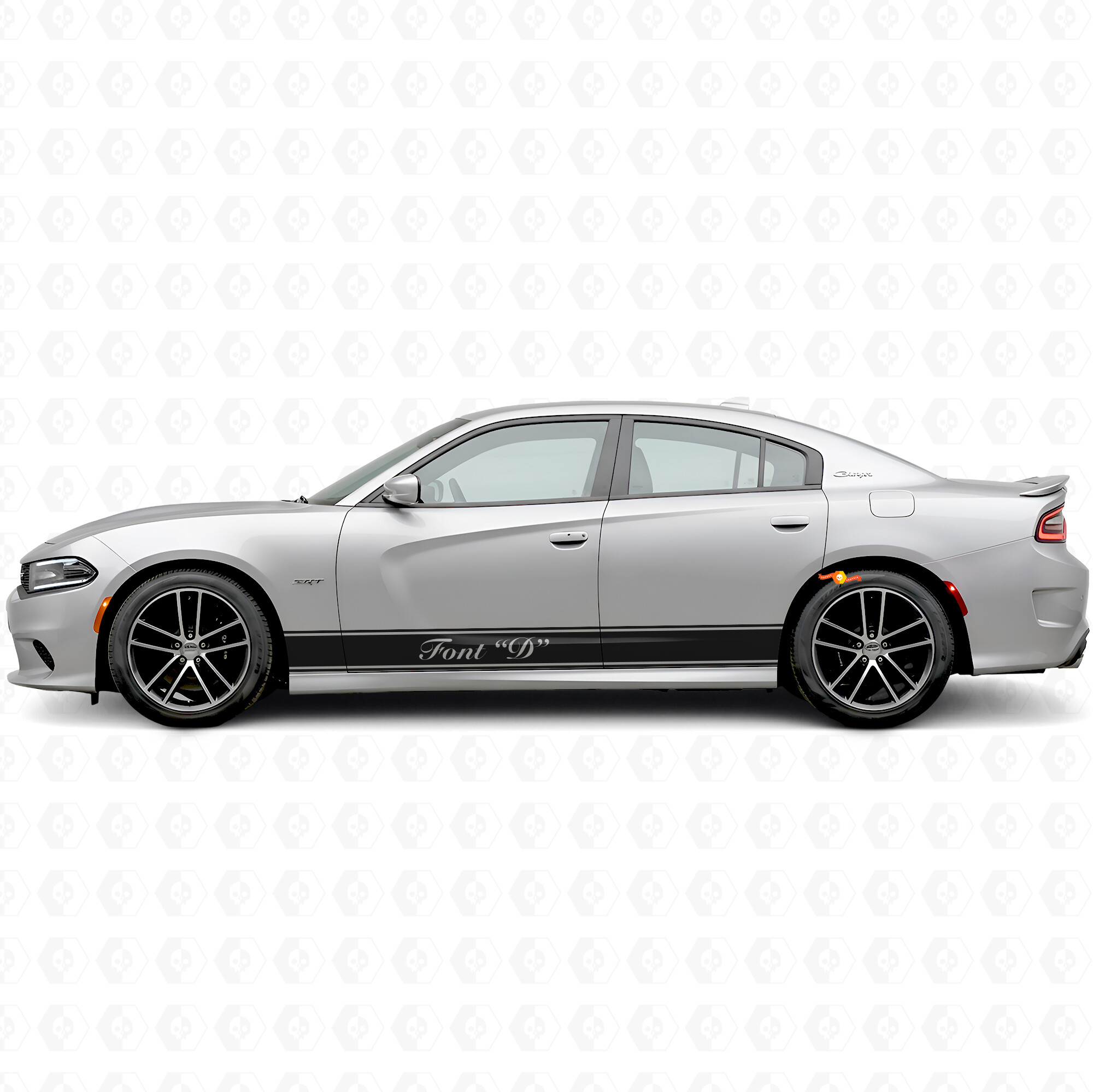 Outline Strepen & Aangepaste Tekst Zijde Vinyl Decal Sticker voor Dodge Charger 2015-2026