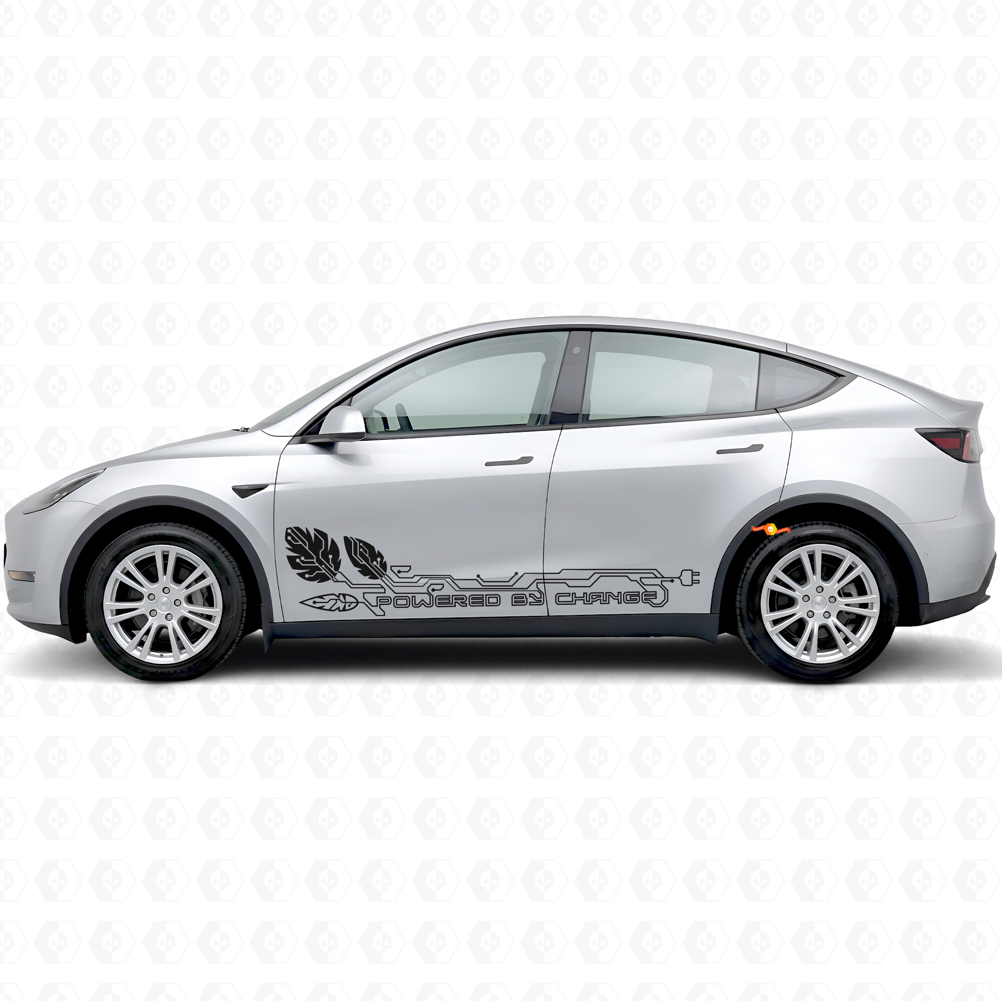 Aangedreven door Change Side Door Vinyl Decal Sticker voor Tesla Model Y