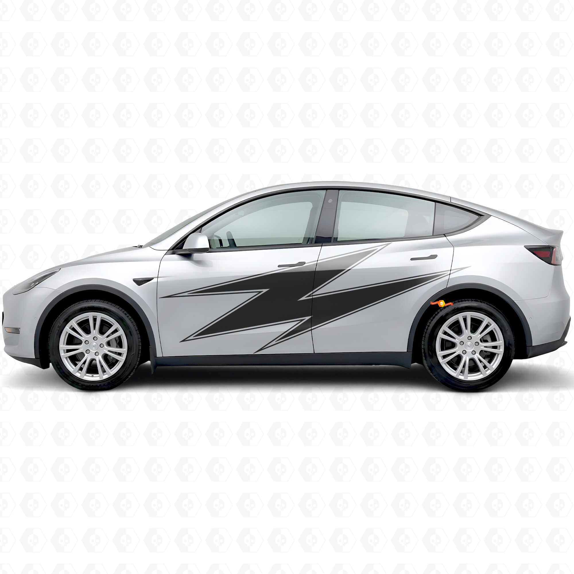 Lightning met contour zij vinyl decal sticker voor Tesla Model Y