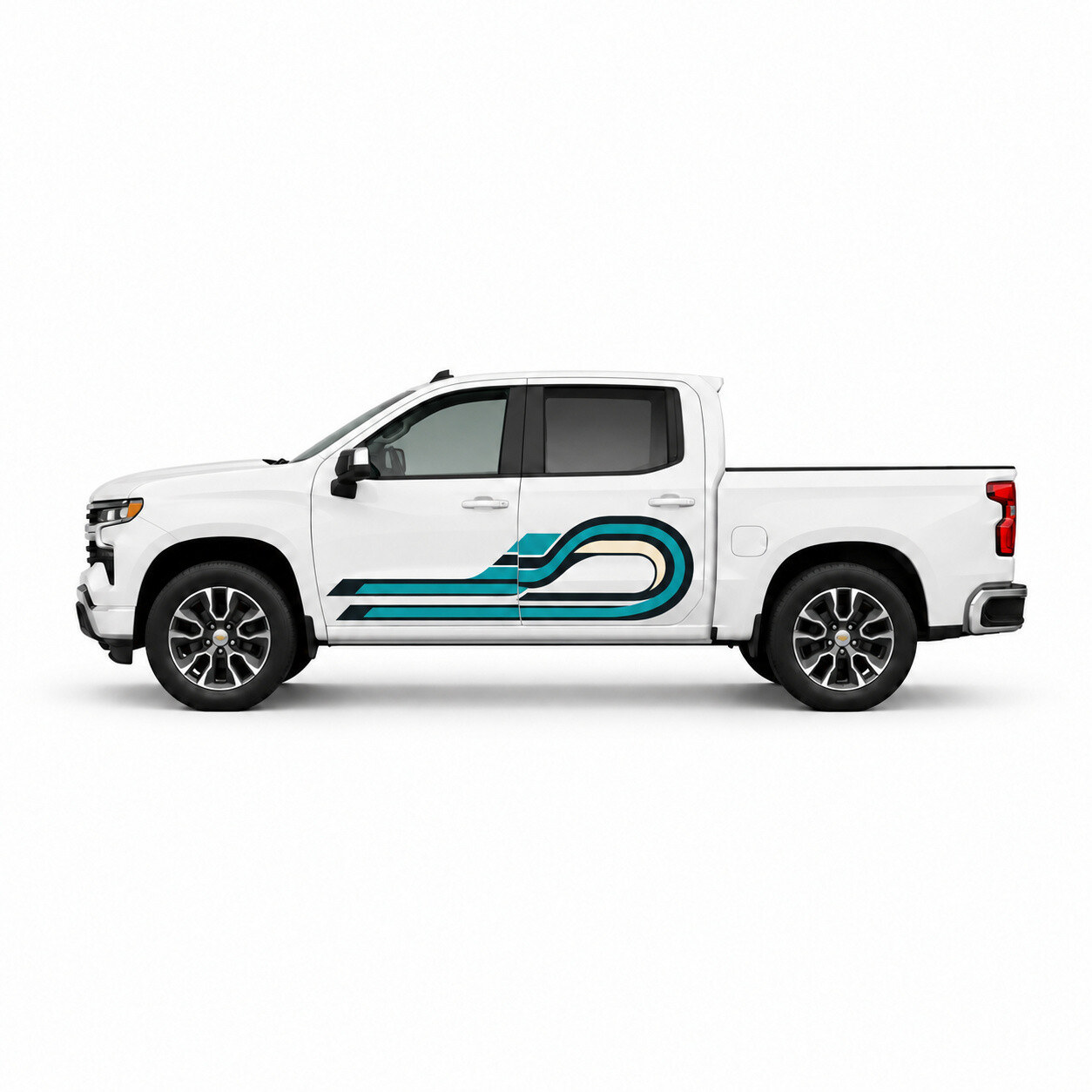 Tidal Circuit Geometrische Loop Zijdeur Vinyl Decal Sticker voor Chevrolet Silverado T1XX 2018-2026