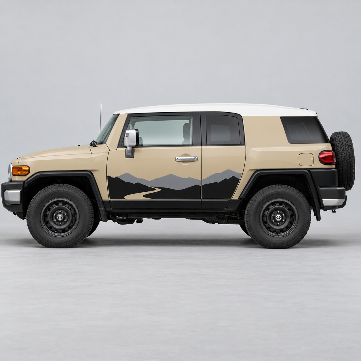 Alpine Pass Mountains zijdeur vinyl sticker voor Toyota FJ Cruiser