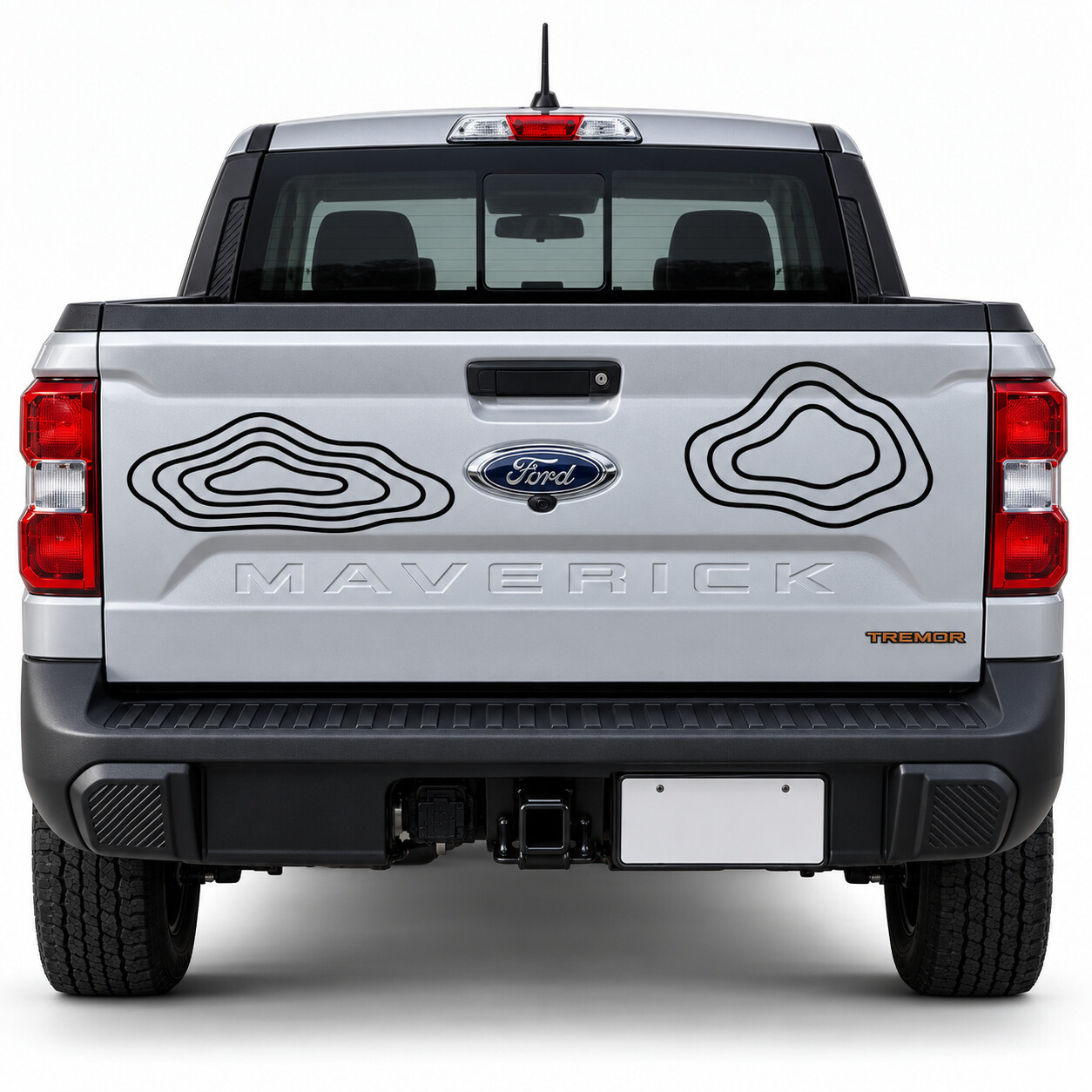 Contour Eilanden Topografische Achterklep Vinyl Decal Sticker voor Ford Maverick 2023