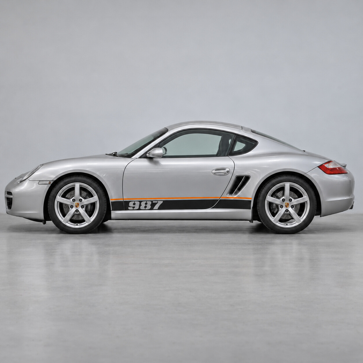 987 Stencil Lane zijkant vinyl decalset voor Porsche Cayman 987 Coupé 2006