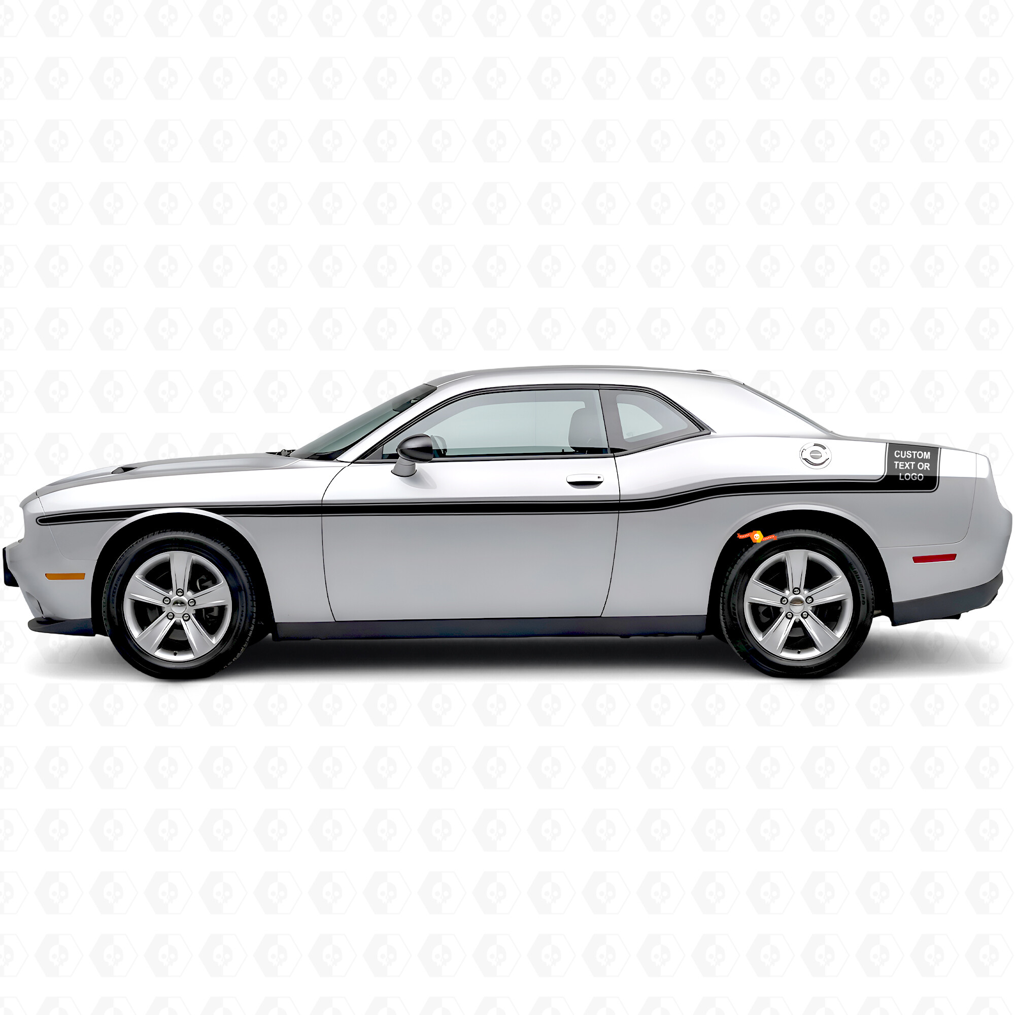 Outline Strepen met Aangepaste Tekst Zijdelingse Vinyl Decal Sticker voor Dodge Challenger