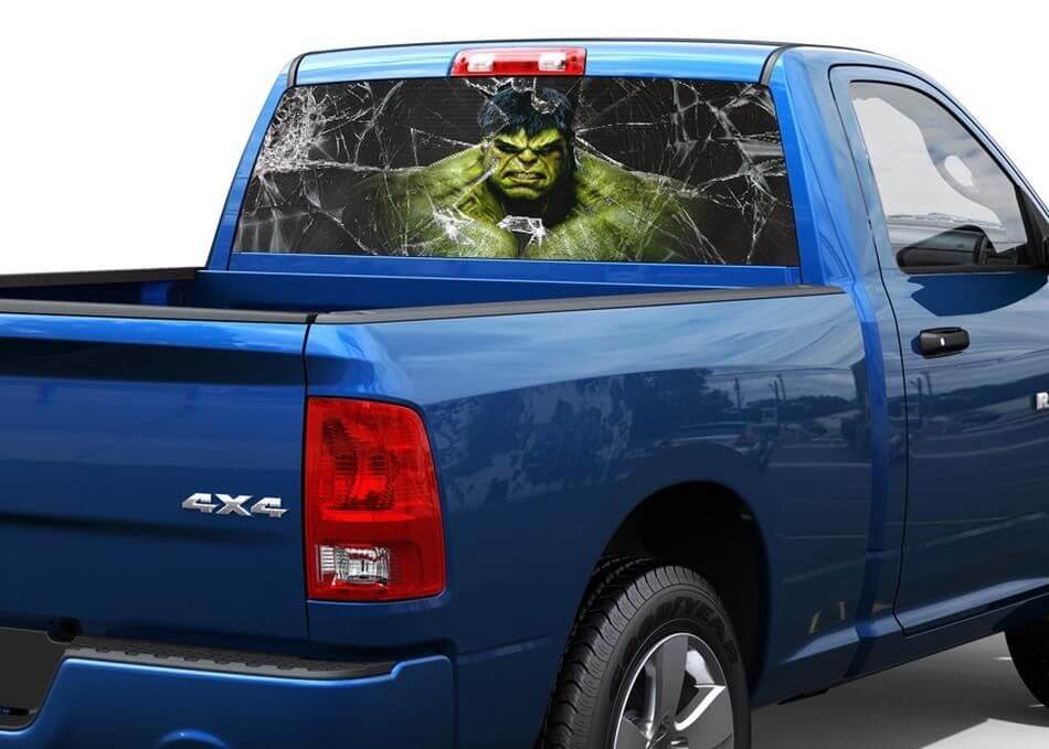 Hulk-stijl gebroken glas achterruitsticker voor pick-uptruck SUV
