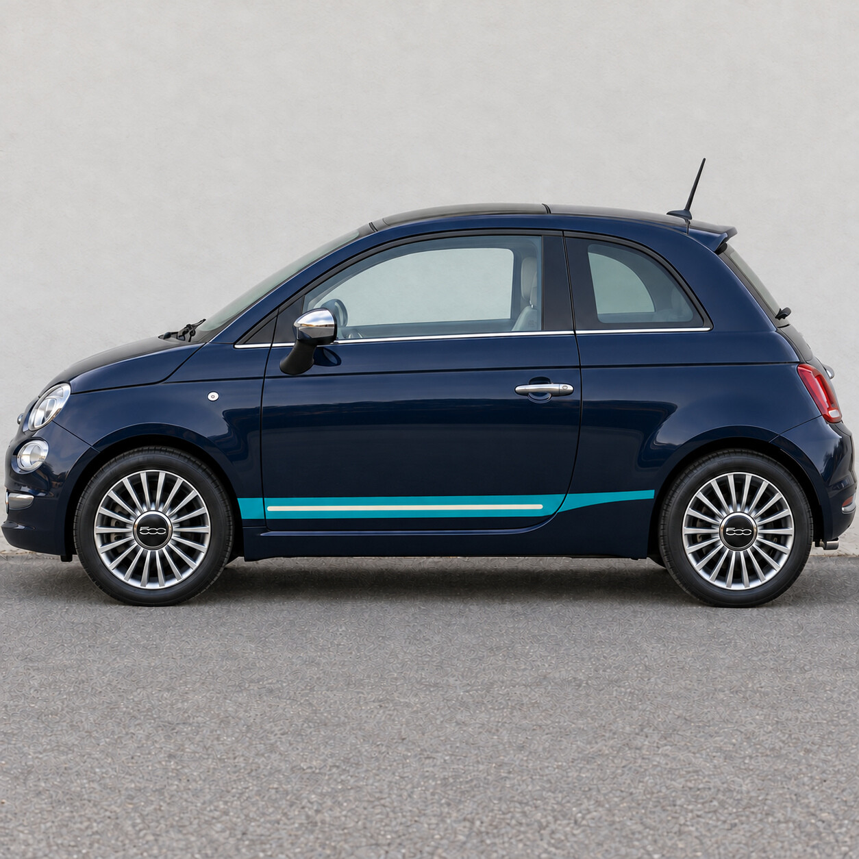 Waterlijn Inzet Zijvinyl Sticker voor Fiat 500 Type 312 Facelift 2015-2024