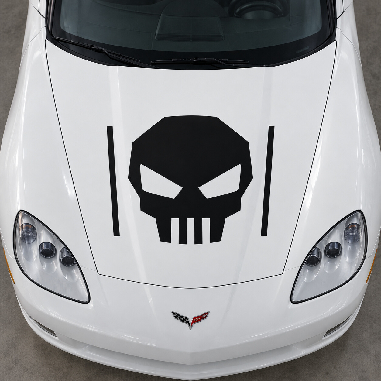 Skull Outrigger Standaard Coupe Motorkap Vinyl Decal Sticker voor Chevrolet Corvette C6 2005-2013