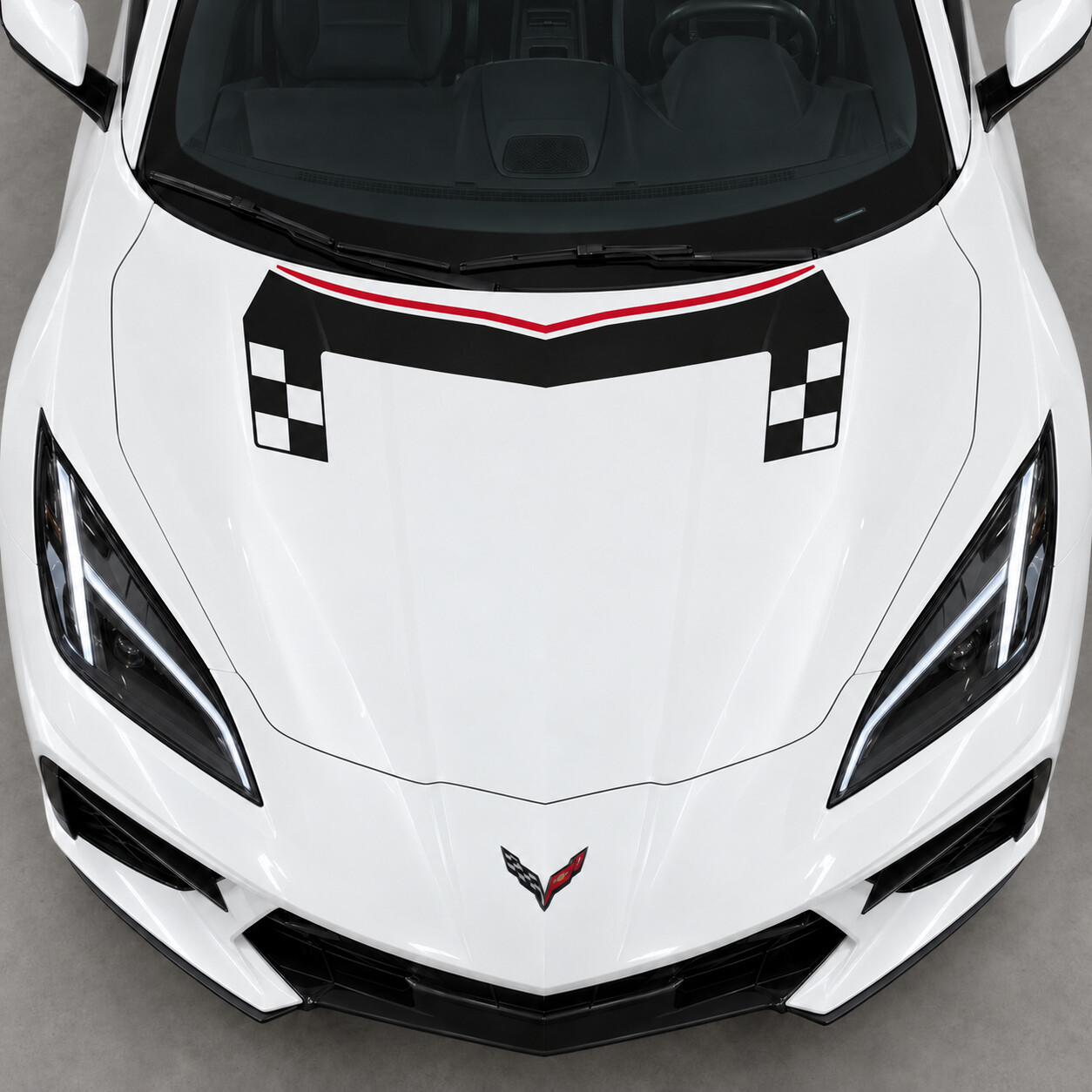 Sticker met ruitmotief op schouderbrug voor C8 Stingray motorkap vinyl decal voor Chevrolet Corvette 2020