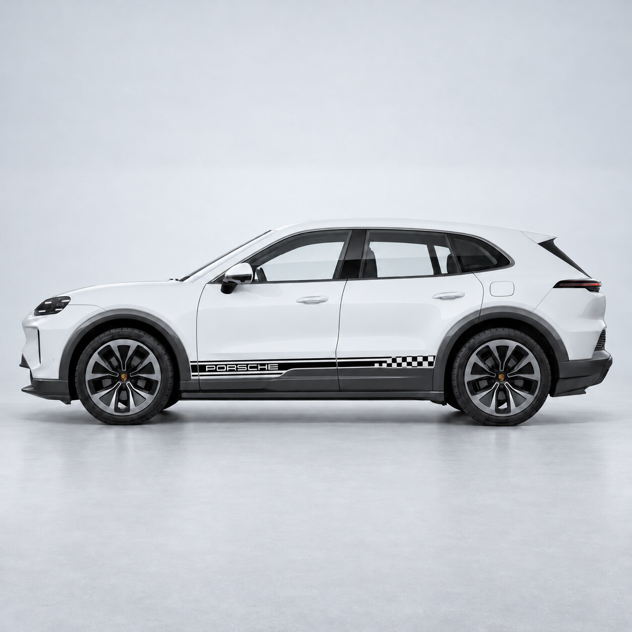 Gemerkt Geblokte Strepen Zijvinyl Decal Sticker voor Porsche Cayenne Electric