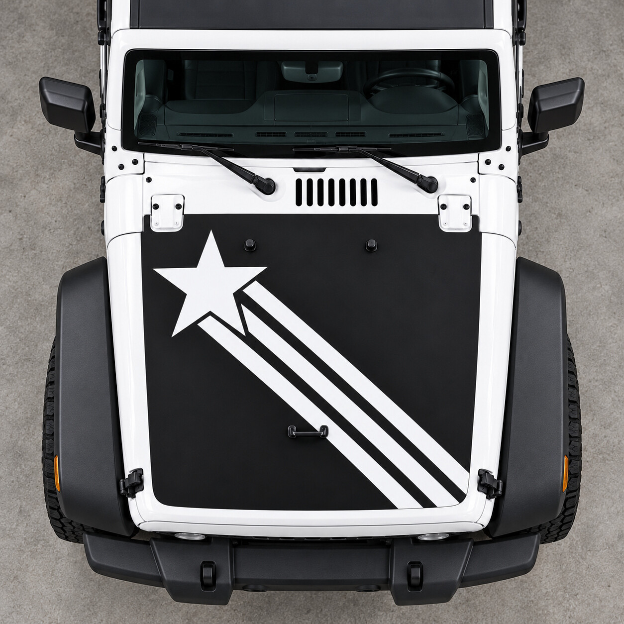 Star Trail Motorkap Vinyl Decal Sticker voor Jeep Wrangler 2014