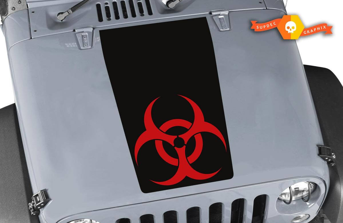 Blackout Biohazard Tweekleurige Motorkapsticker voor Jeep Wrangler