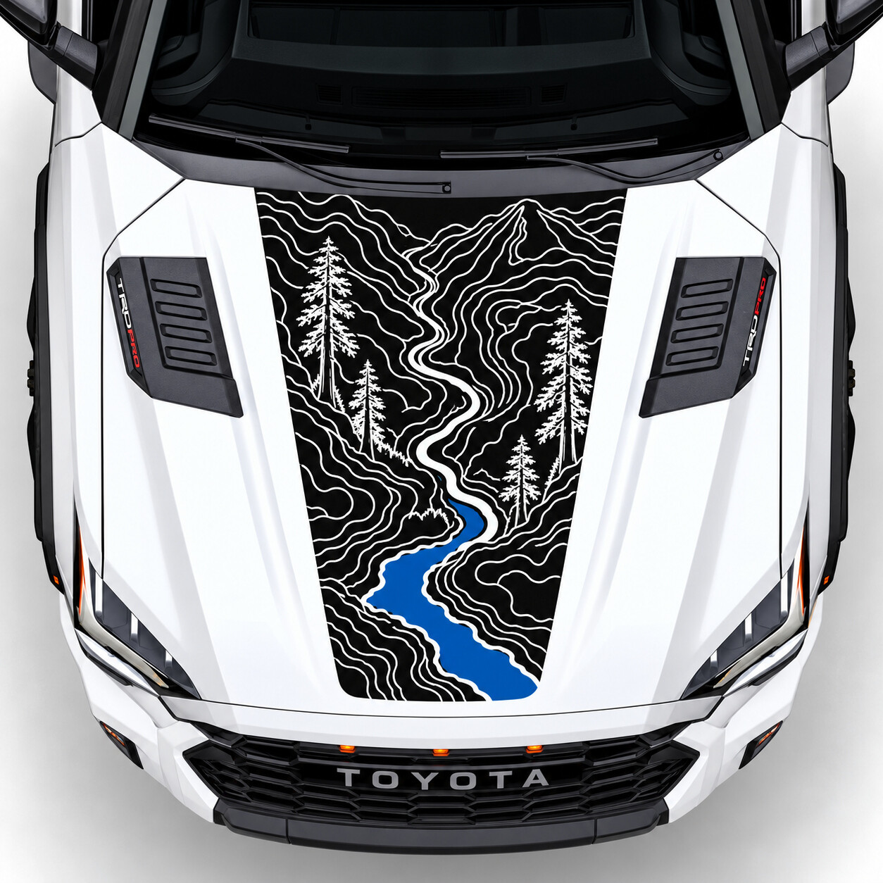 TRD Pro Forest River Motorkap Vinyl Decal Sticker voor Toyota Sequoia III (XK80) 2022-heden