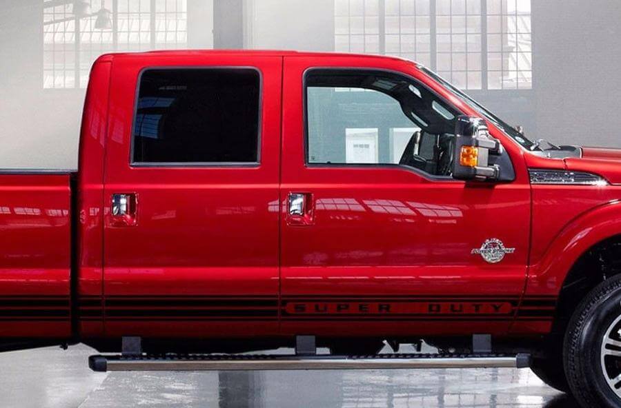 Paar Musclecar F250 Super Duty Musclecarmodel-stijl grafische sticker met zijstreep
