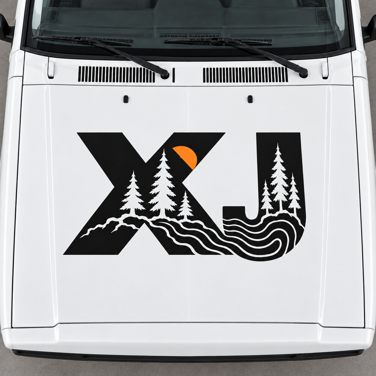 XJ Sport Forest Letter Motorkap Vinyl Decal Sticker voor Jeep Cherokee 1999