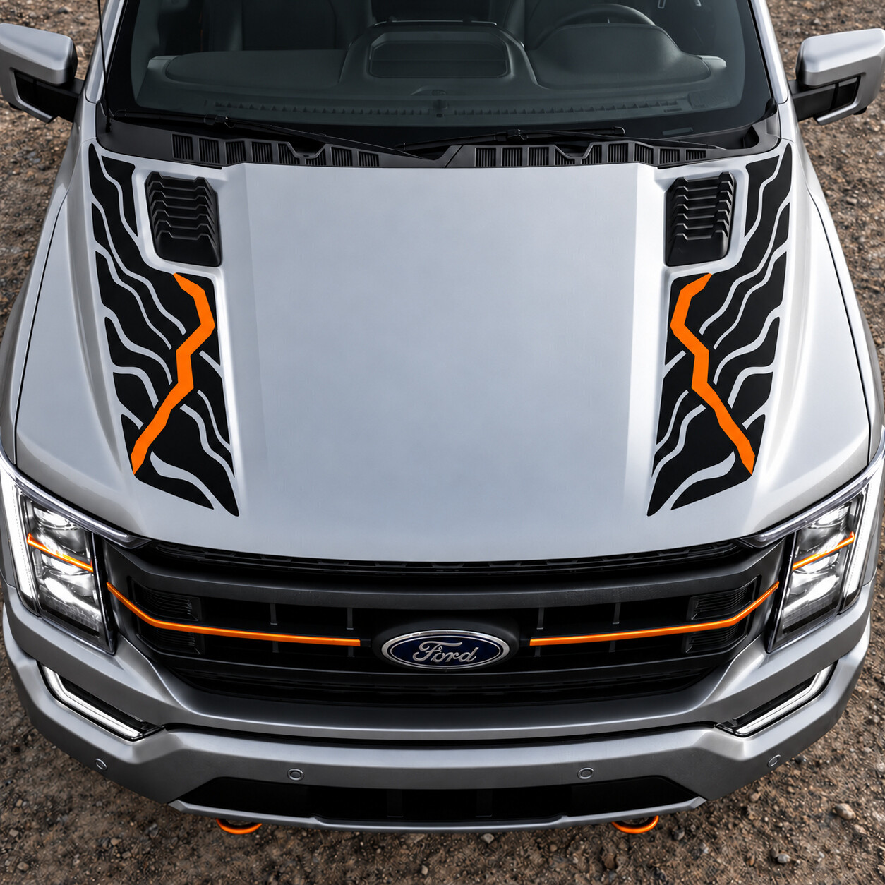 Fault Contour Motorkap Vinyl Decal Sticker voor Ford F-150 Tremor 2021