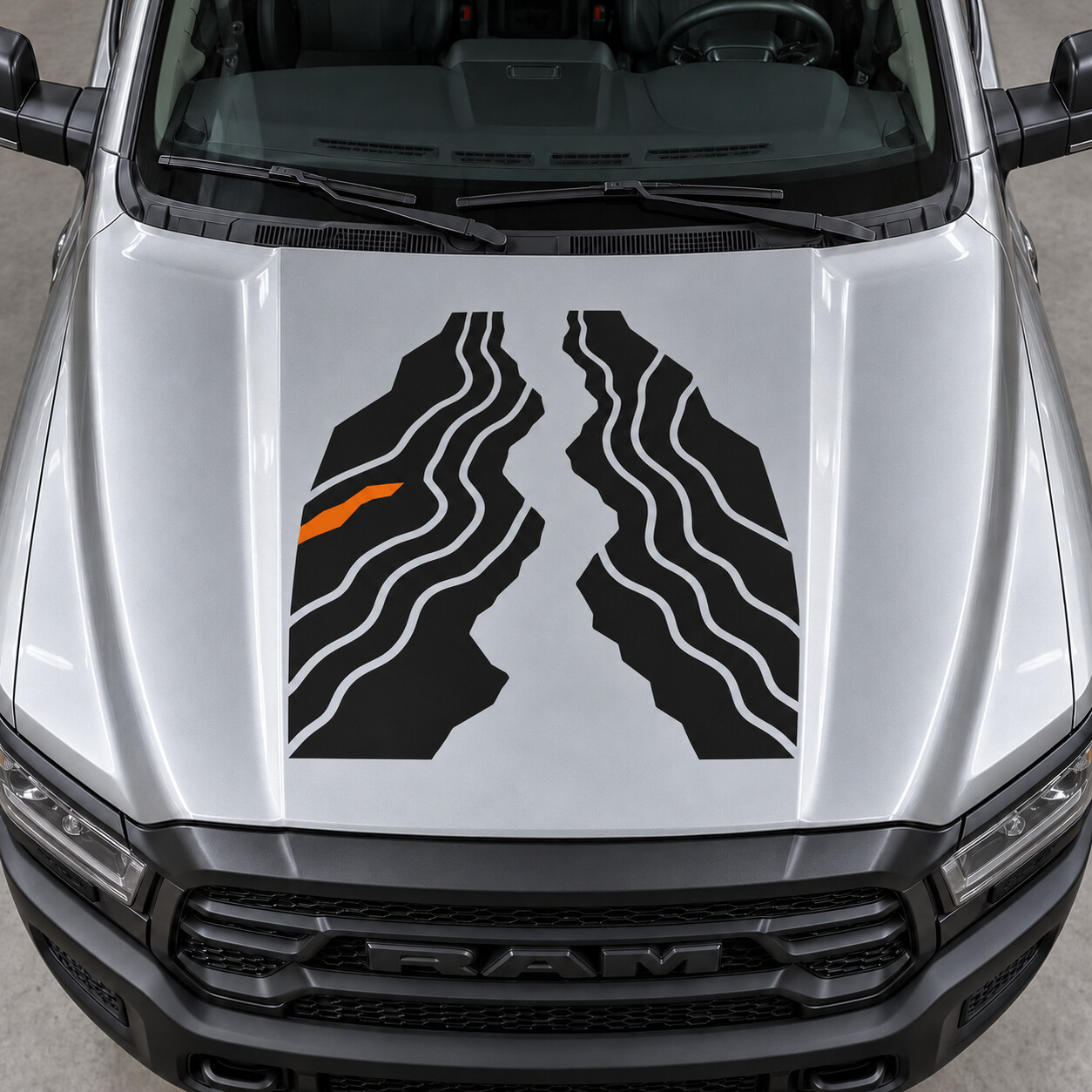 Faultline Motorkap Vinyl Decal Sticker voor Ram 2500 Power Wagon Crew Cab DJ 2019–2024