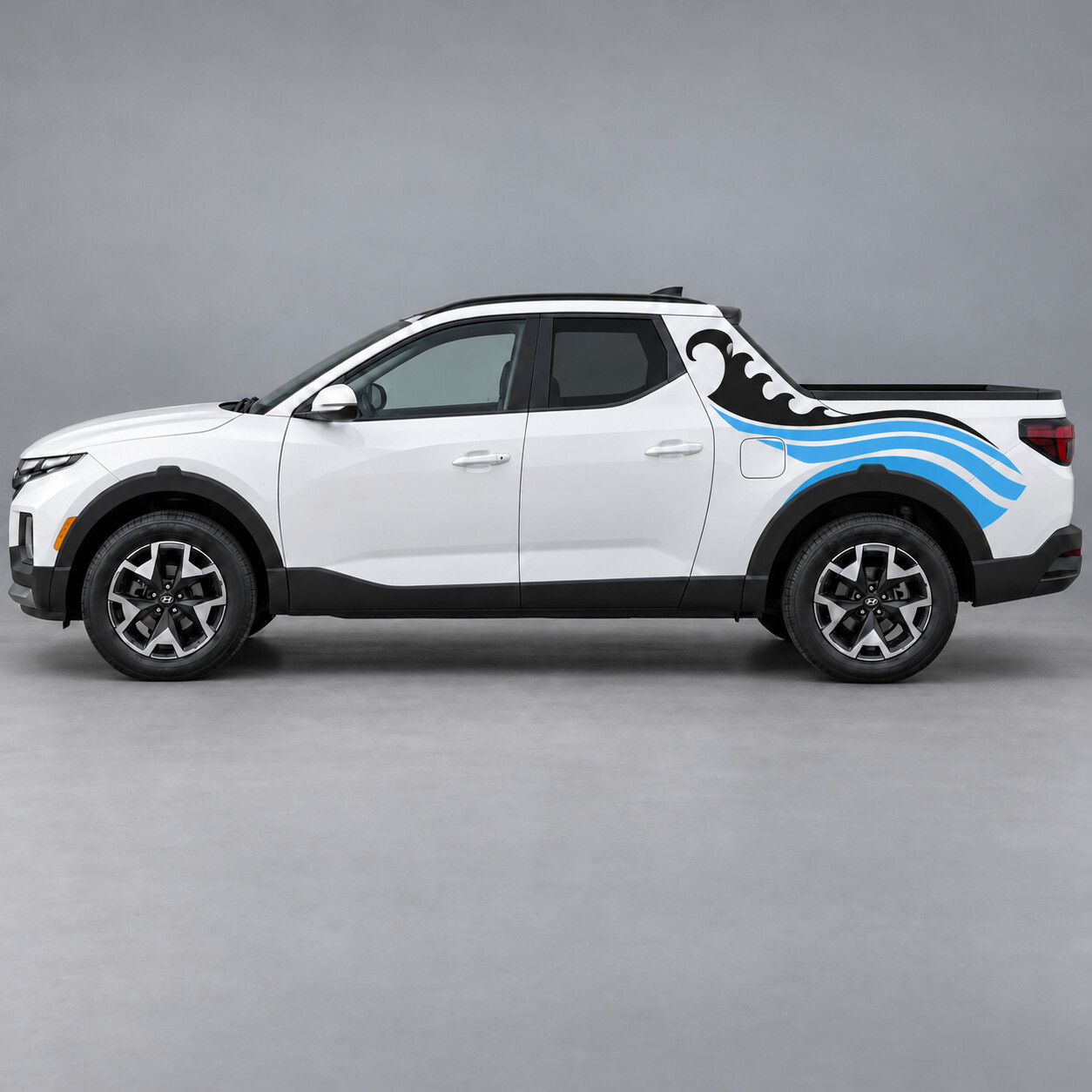 Coastal Breaker Wave Strepen Bedside en Pilaar Vinyl Decal Sticker voor Hyundai Santa Cruz SEL NXT 2022–2024