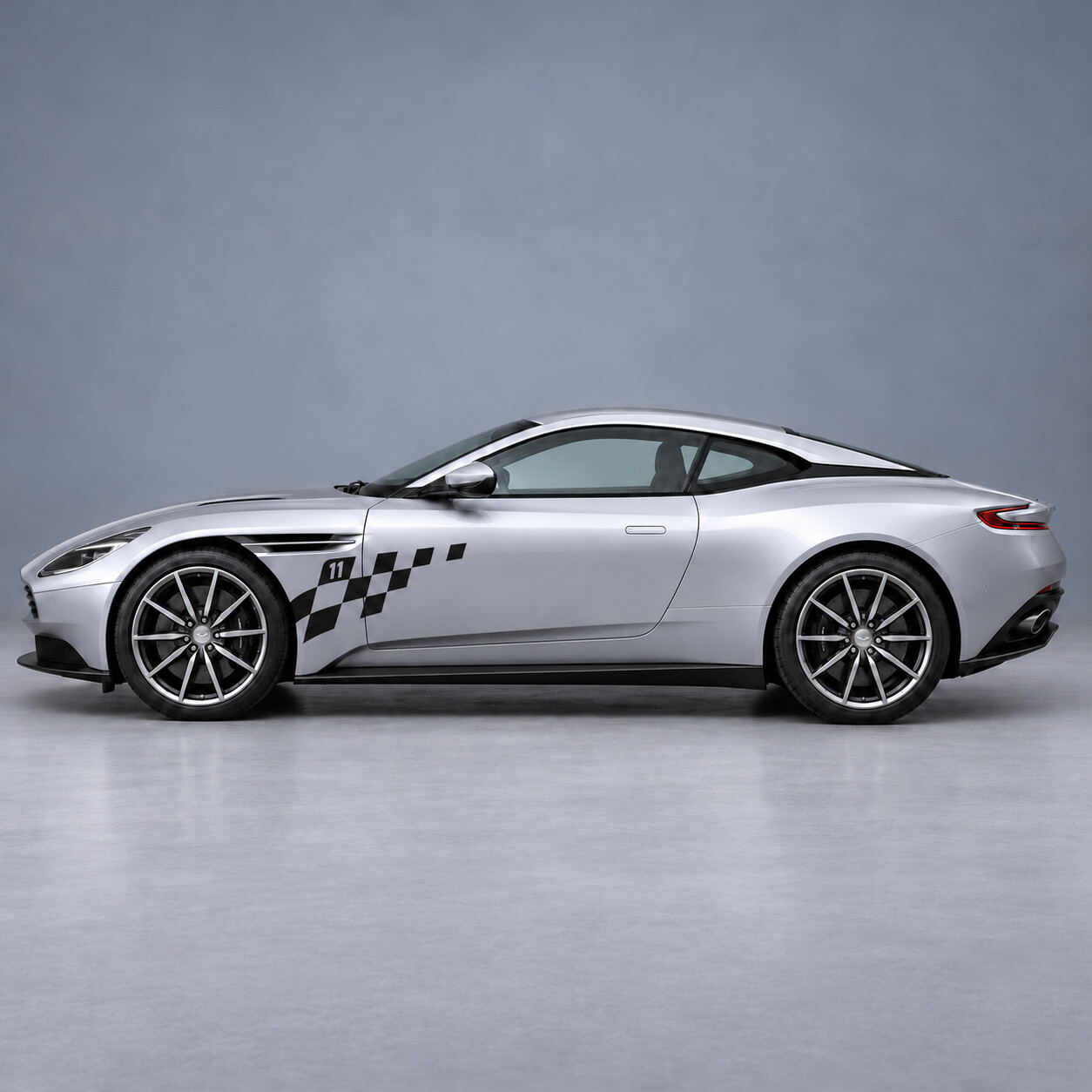 Gevederde Check Voorspatbord en Deur Vinyl Decal Sticker voor Aston Martin DB11 V8 Coupe 1e Gen 2018–2023