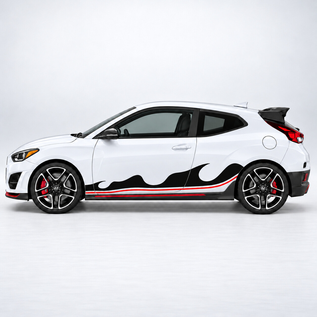 Vinyl Sticker met Triple Wave Kamstrepen voor Zijdeur Hyundai Veloster N JS 2019–2022