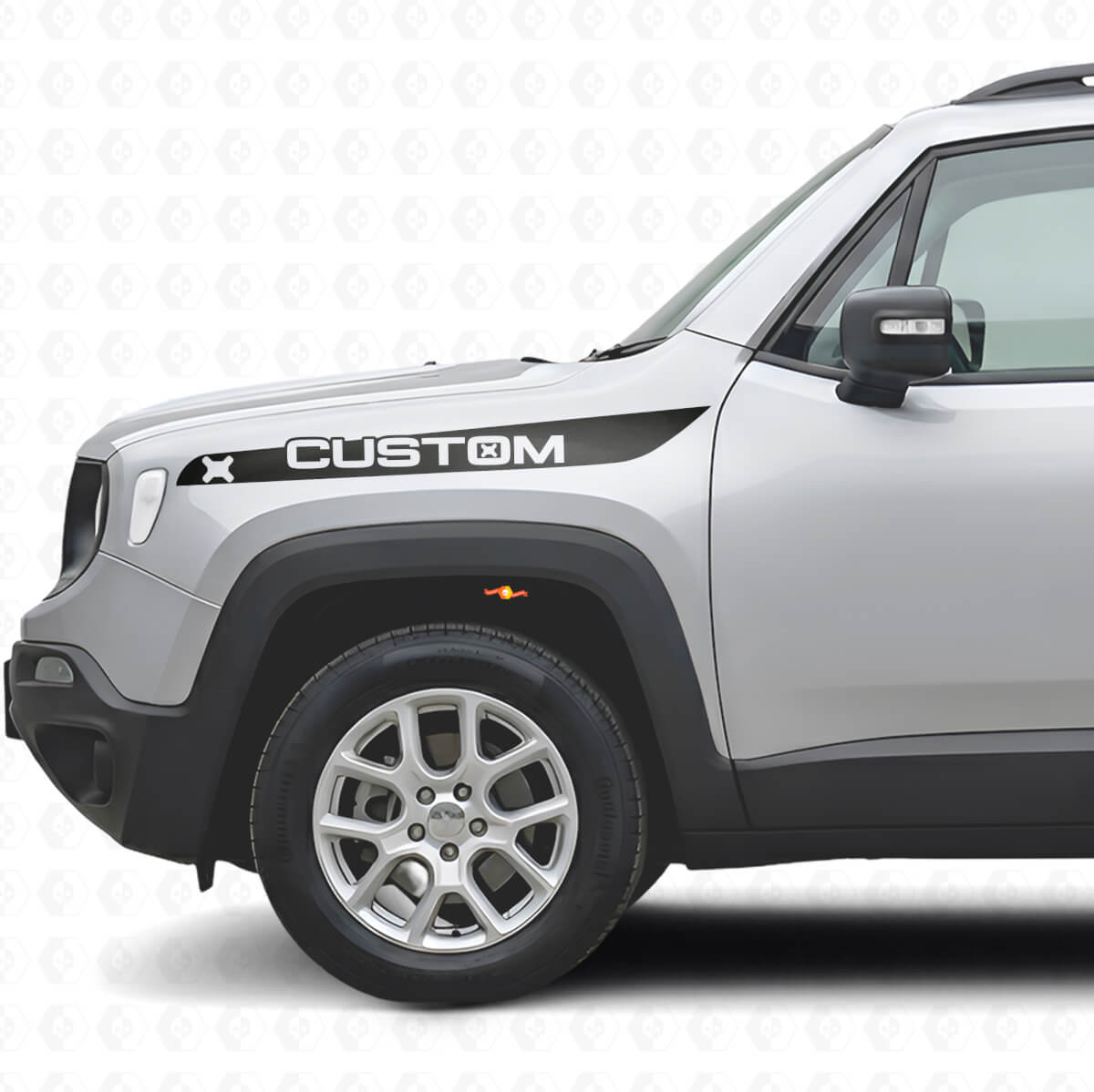 Aangepaste vinyl decalset met voorspatbordstrepen voor Jeep Renegade