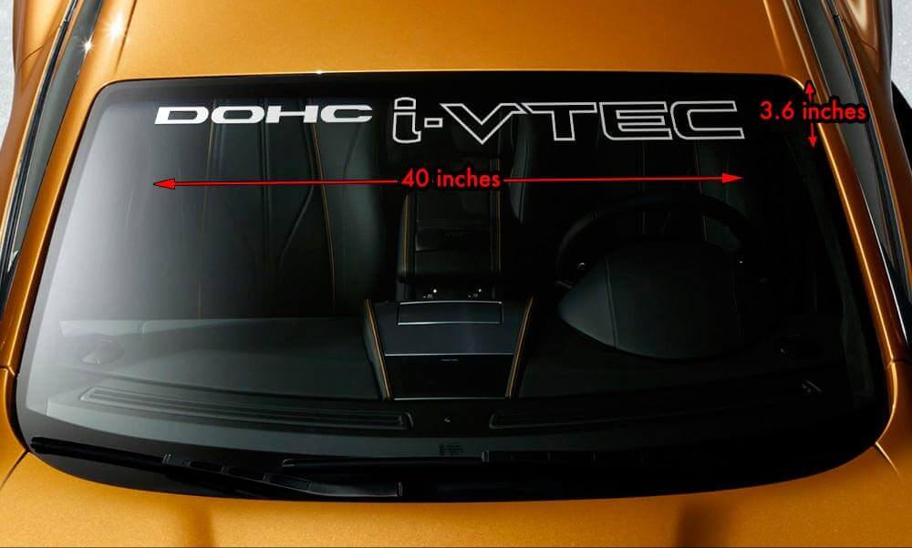 HONDA DOHC i-VTEC Windscherm Banner Vinyl Long Last Premium Decal Sticker 40"x4"