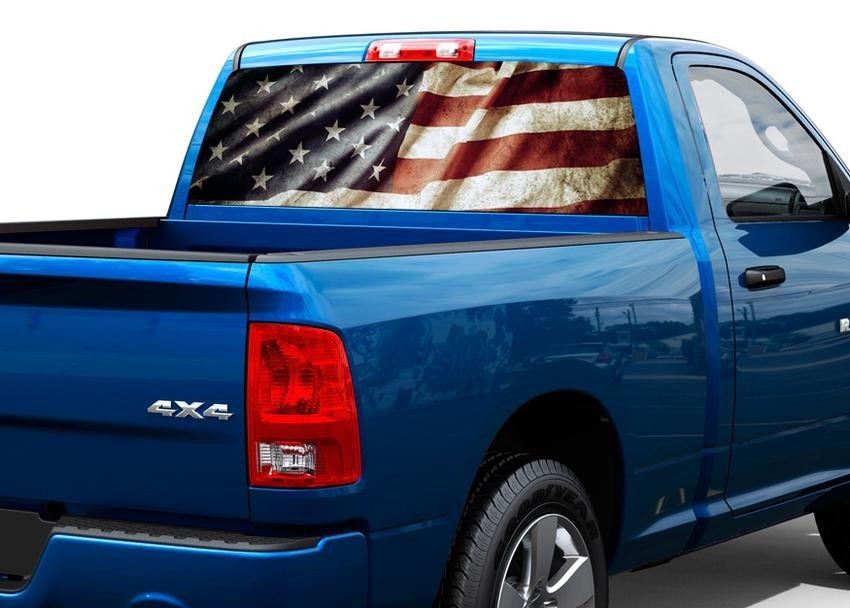 Patriottische Amerikaanse vlag vintage achterruit sticker sticker pick-up truck SUV auto